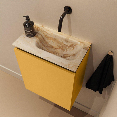 MONDIAZ TURE-DLUX Meuble WC 40 cm Ocher. EDEN lavabo Frappe position droite. Sans trou de robinet.
