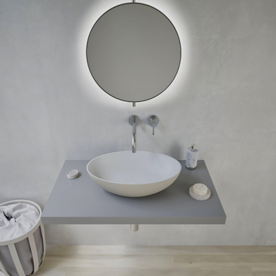 Ideavit Solidthin waskom - 50x33x14.5cm - Solid surface - Ovaal - Mat Grijs SHOWROOMMODEL