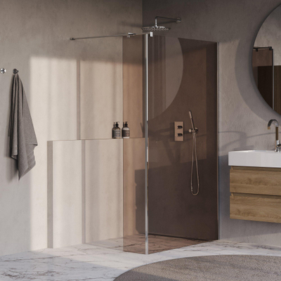 BRAUER Oblivion Inloopdouche - 120x200cm - 30 cm zijwand - glascoating - brons glas - Chroom