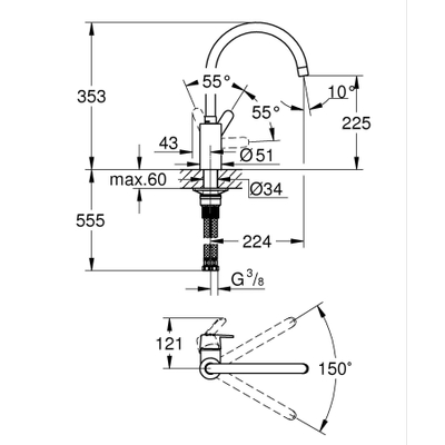 Grohe Get Keukenkraan - hoog - chroom