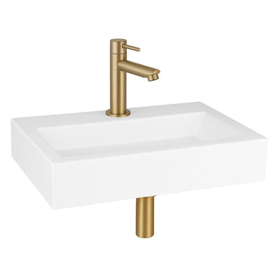 QeramiQ Fuente fonteinset – 38x24x7 cm – keramiek wit glans – kraangat midden – zonder frame