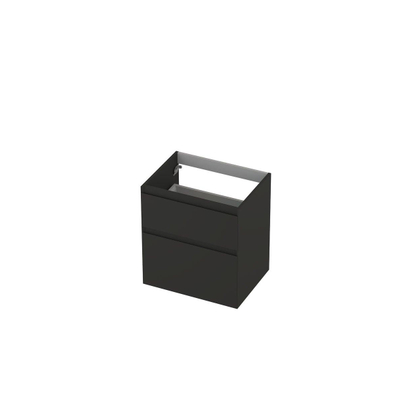 INK Wastafelonderkast - 60x45x65cm - 2 lades - greeploos - MDF lak - Antraciet mat