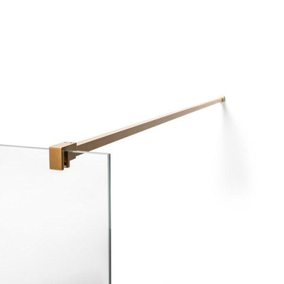 Wiesbaden Slim douche à l'italienne avec profilé en laiton et barre de stabilisation 120x200cm verre Nano clair 8mm
