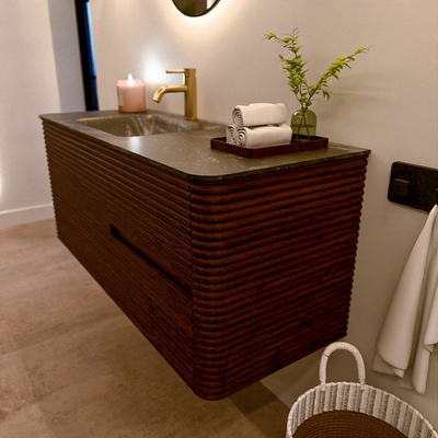 Mondiaz CIRO-DLUX Badkamermeubelset - 120x45x50cm - Solid surface wastafel Lava - 1 wasbak Links - 1 kraangat - 2 lades - Ruby