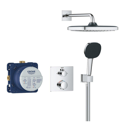 GROHE QuickFix Precision Thermostat Perfect Système de douche encastré - tête de douche Vitalio Comfort 250 - chrome.