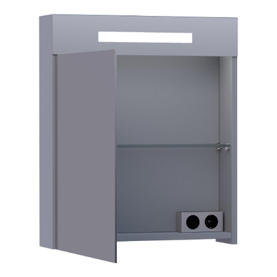 BRAUER Double Face Armoire de toilette 60x70cm éclairage intégré rectangulaire 1 portes pivotantes MDF Gris mat