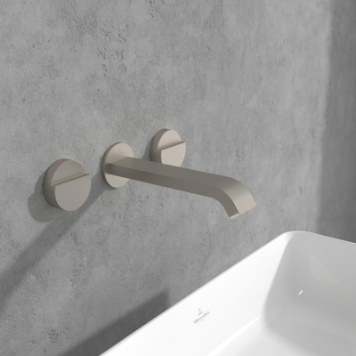 Villeroy & Boch Dawn wastafeluitloop set - zonder pop up afvoergarnituur - Brushed Nickel (rvs)