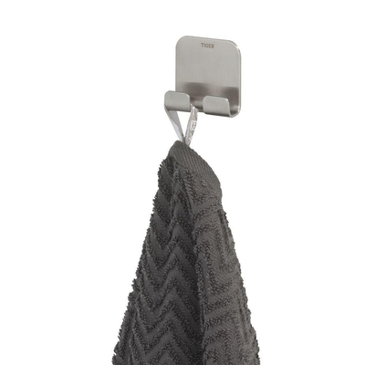 Tiger Colar Patère - 2 crochets - autocollante - acier inoxydable brossé