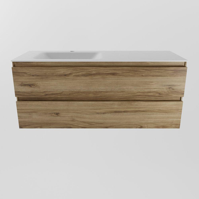 Mondiaz AIVY Ensemble de meuble - 120x45x50cm - 1 trou de robinet - 1 vasque Urban Solid surface - Gauche - 2 tiroirs - avec miroir - Melamine Chai