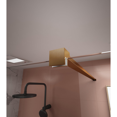 Adema Dawn Inloopdouche - 90x200cm - wandprofiel - stabilisatiestang - helder glas - goud mat