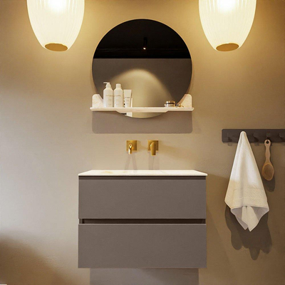 Mondiaz VICA-DLUX Ensemble de meuble de salle de bain - 70cm - meuble sous-vasque fumée - 2 tiroirs - lavabo encastré nuage milieu - sans trous de robinet - version haute 60cm - ostra