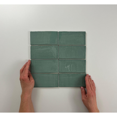 ÉCHANTILLON Terravito Galeno carreau mural - 7.5x15cm - 8.5mm - Rectangle - Vert brillant