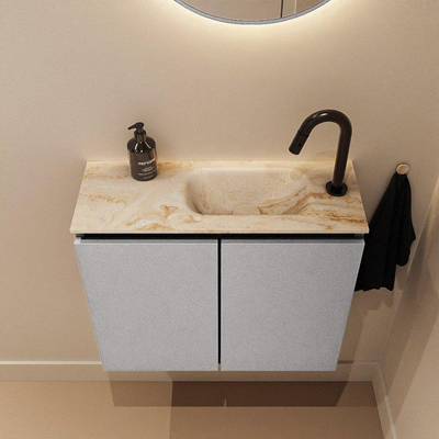 MONDIAZ TURE-DLUX 60cm toiletmeubel Plata. EDEN wastafel Frappe positie rechts. Met 1 kraangat.