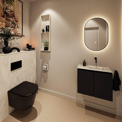 MONDIAZ TURE-DLUX Meuble toilette - 60cm - Urban - EDEN - vasque Ostra - position droite - sans trou de robinet