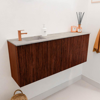 Mondiaz JOYA-DLUX 100cm toiletmeubel - kleur Ruby - Wastafel FAYE positie Links 1 kraangat kleur Glace.