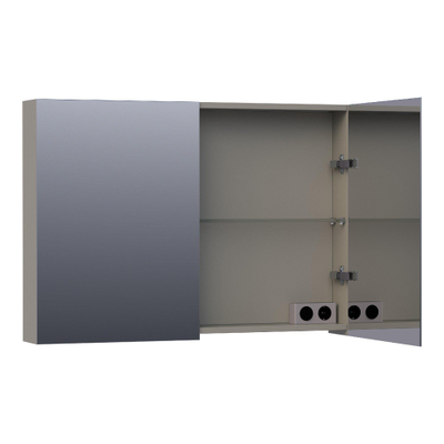 BRAUER Impress armoire de toilette – 99 x 70 x 15 cm – 2 portes, portes-miroir double face – Taupe mat