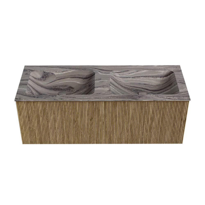 MONDIAZ KURVE-DLUX 120cm badmeubel kleur Dusk met 1 lade en 0 deuren. Wastafel LEAF Dubbel 2 kraangaten Sombra.