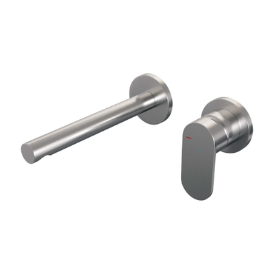 BRAUER Brushed Edition Wastafelmengkraan inbouw - rechte uitloop links - hendel breed plat - inclusief inbouwdeel - model C 1 - PVD - geborsteld RVS