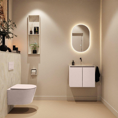 MONDIAZ TURE-DLUX Meuble toilette - 60cm - Rosee - EDEN - vasque Ostra - position centrale - sans trou de robinet