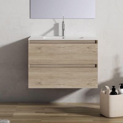 Saniclass Chaci Badkameronderkast - 60cm - 2 lades - greeploos - eiken SHOWROOMMODEL