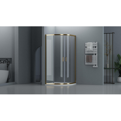 Adema Dawn Douchecabine - 90x90x185cm - kwartrond - goud mat