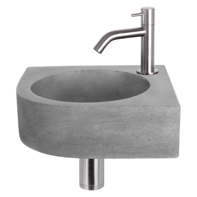 Differnz Cleo pack lave-mains d'angle – 31,5 x 31,5 x 10 cm – béton gris – robinet courbé chromé mat