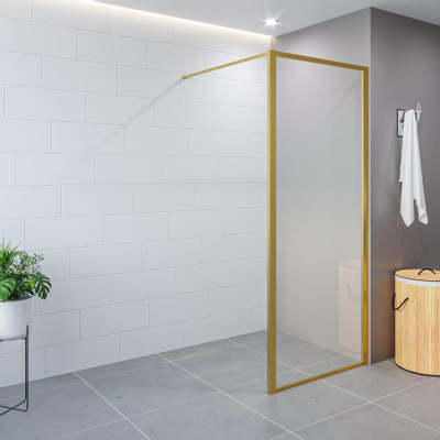 Saniclass Colorem Douche à l'italienne 90x200cm verre 8mm Nano avec cadre Laiton brossé