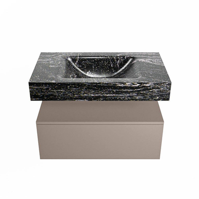 Mondiaz ALAN-DLUX Ensemble de meuble - 80cm - meuble Smoke mat - 1 tiroir - Lavabo Cloud Lava suspendu - vasque Centre - 0 trous de robinet