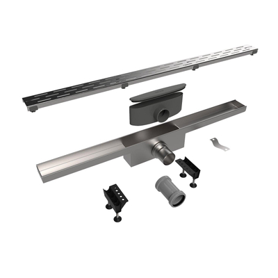 Easy Drain Compact afvoergoot 6x80cm enkele plaat met zijuitloop 50mm RVS TWEEDEKANS