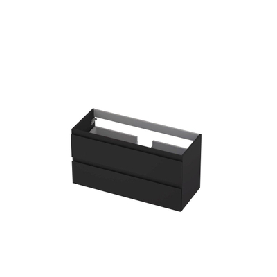 INK Wastafelonderkast - 100x40x52cm - 2 lades - greeploos - MDF lak - Zwart mat