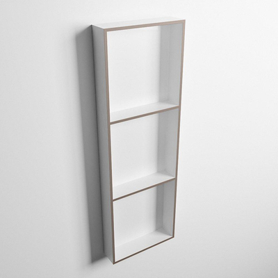 Mondiaz Easy nis 29.5x89.5x8cm voor Inbouw/opbouw 3 open vakken Solid surface Talc/Smoke