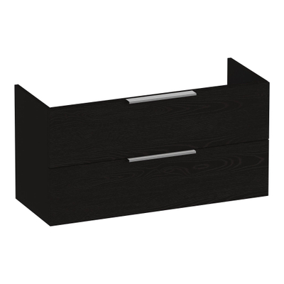 BRAUER Elevate wastafelonderkast ondiep 100 excl. opleggrepen 2 softclose lades en 1 sifon uitsparing - Timber Black