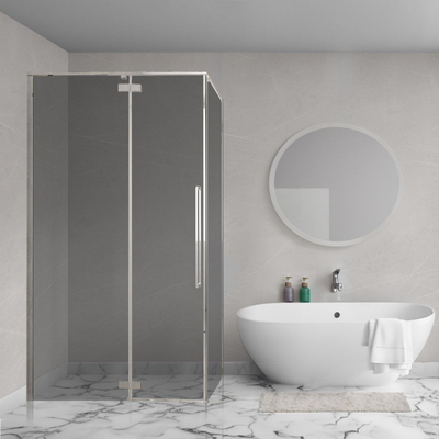 Aqua Vista Oria Cuadra Paroi latérale - 90x200cm - avec kit de montage - pour cabine de douche - verre fumé - chrome