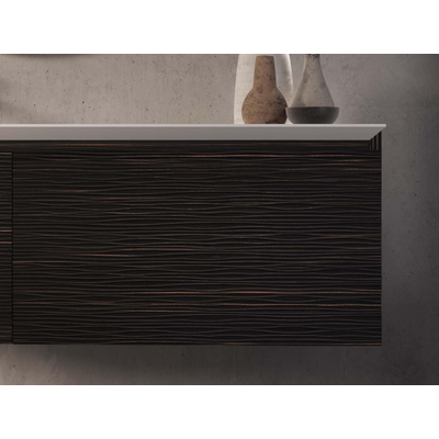Thebalux Tresor Ensemble de meubles de salle de bains - 140x55x41.5cm - 3 tiroirs - sans poignées - Lavabo Corian - droite - sans trou de robinet - Italian Alpi
