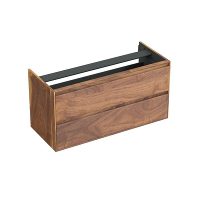 Forzalaqua Reno 2.0 meuble de salle de bains sous-lavabo 120x51x60cm avec 2 tiroirs sans poignées à fermeture douce Chêne massif Pure Walnut