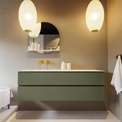 Mondiaz VICA-DLUX ensemble de meuble de salle de bain - 150cm - meuble sous-vasque armée - 2 tiroirs - lavabo encastré nuage gauche - sans trous de robinet - version haute de 60cm - opalo