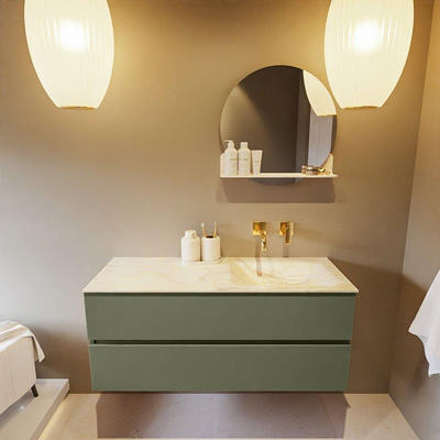 Mondiaz VICA-DLUX ensemble de meuble de salle de bain - 120cm - meuble sous-vasque armée - 2 tiroirs - lavabo encastré cloud droite - sans trous de robinet - version haute de 60cm - ostra