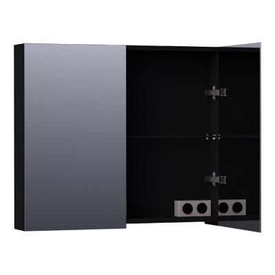 BRAUER Impress armoire de toilette – 80 x 70 x 15 cm – 2 portes, portes-miroir double face – Noir mat