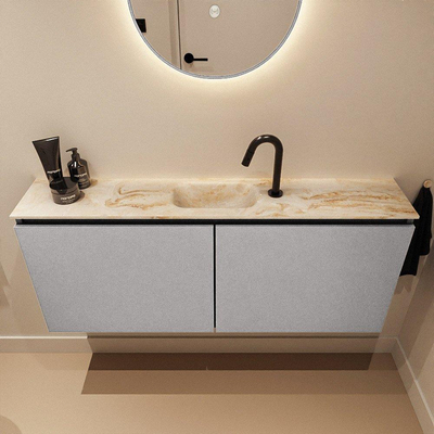 MONDIAZ TURE-DLUX meuble WC 120 cm Plata. EDEN lavabo Frappe position centrale. Avec 1 trou de robinet.
