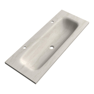 BRAUER Dune Medium Lavabo - 120cm - 1 vasque - 2 trous de robinet - pierre frittée - Ivory Travertin