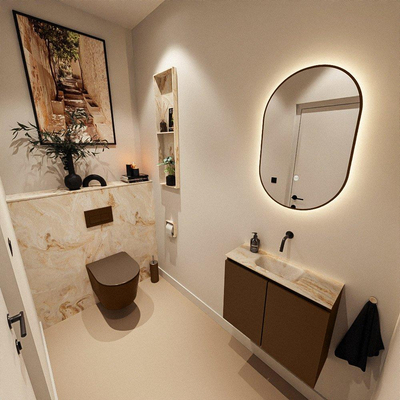 MONDIAZ TURE-DLUX 60cm toiletmeubel Rust. EDEN wastafel Frappe positie midden. Zonder kraangat.