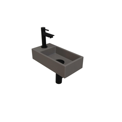 Ink Versus pack lave-mains – 36 x 18 x 9 cm – quartz gris – perçage à gauche – robinet noir mat