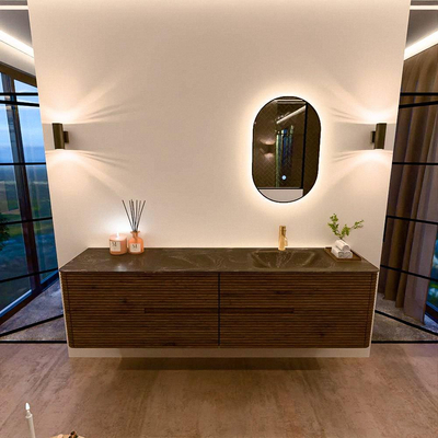 Mondiaz CIRO-DLUX Badkamermeubelset - 190x45x50cm - Solid surface wastafel Lava - 1 wasbak Rechts - 1 kraangat - 4 lades - Dusk