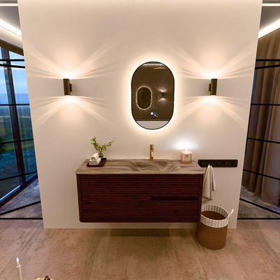 Mondiaz CIRO-DLUX Ensemble de meubles de salle de bains - 120x45x50cm - Vasque solid surface Sombra - 1 lavabo à droite - 1 trou de robinet - 2 tiroirs - Ruby