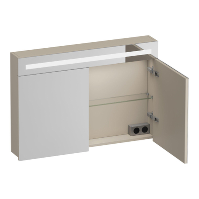 BRAUER Promise spiegelkast - 100x70x15cm -- met verlichting 2 spiegeldeuren mat beige