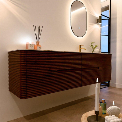 Mondiaz CIRO-DLUX Ensemble de meubles de salle de bains - 180x45x50cm - vasque en solid surface Frappe - 1 bassin à droite - 1 trou de robinet - 4 tiroirs - Ruby