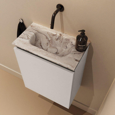 MONDIAZ TURE-DLUX 40cm toiletmeubel Linen. EDEN wastafel Glace positie midden. Zonder kraangat.