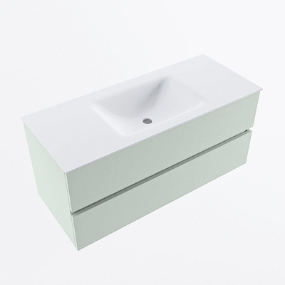 Mondiaz VICA ensemble de meuble de salle de bain - 110cm - meuble sous-vasque greey - 2 tiroirs - lavabo cloud milieu - 1 trou de robinet - version haute de 60cm - talc