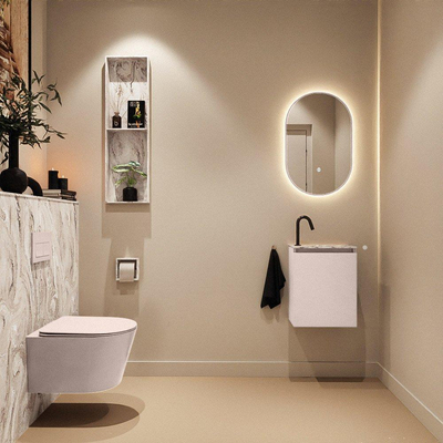 MONDIAZ TURE-DLUX Meuble de toilette 40cm Rosee. EDEN lavabo Glace position droite. Avec 1 trou de robinet.