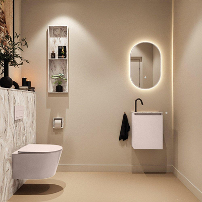 MONDIAZ TURE-DLUX Meuble toilette - 40cm - Rosee - EDEN - vasque Glace - position droite - 1 trou de robinet
